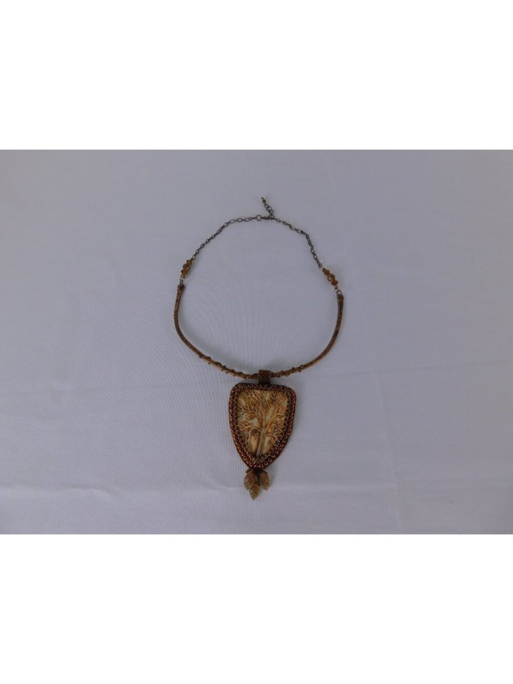 Handmade Tree Of Life Pendant Necklace Brown Resin Beaded Boho Statement Jewelr